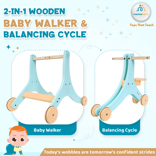 2-in-1 Wooden Baby Walker & Balance Cycle for Kids