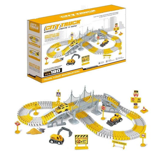 City Truck 180PCS Vehicle Construction Race Tracks