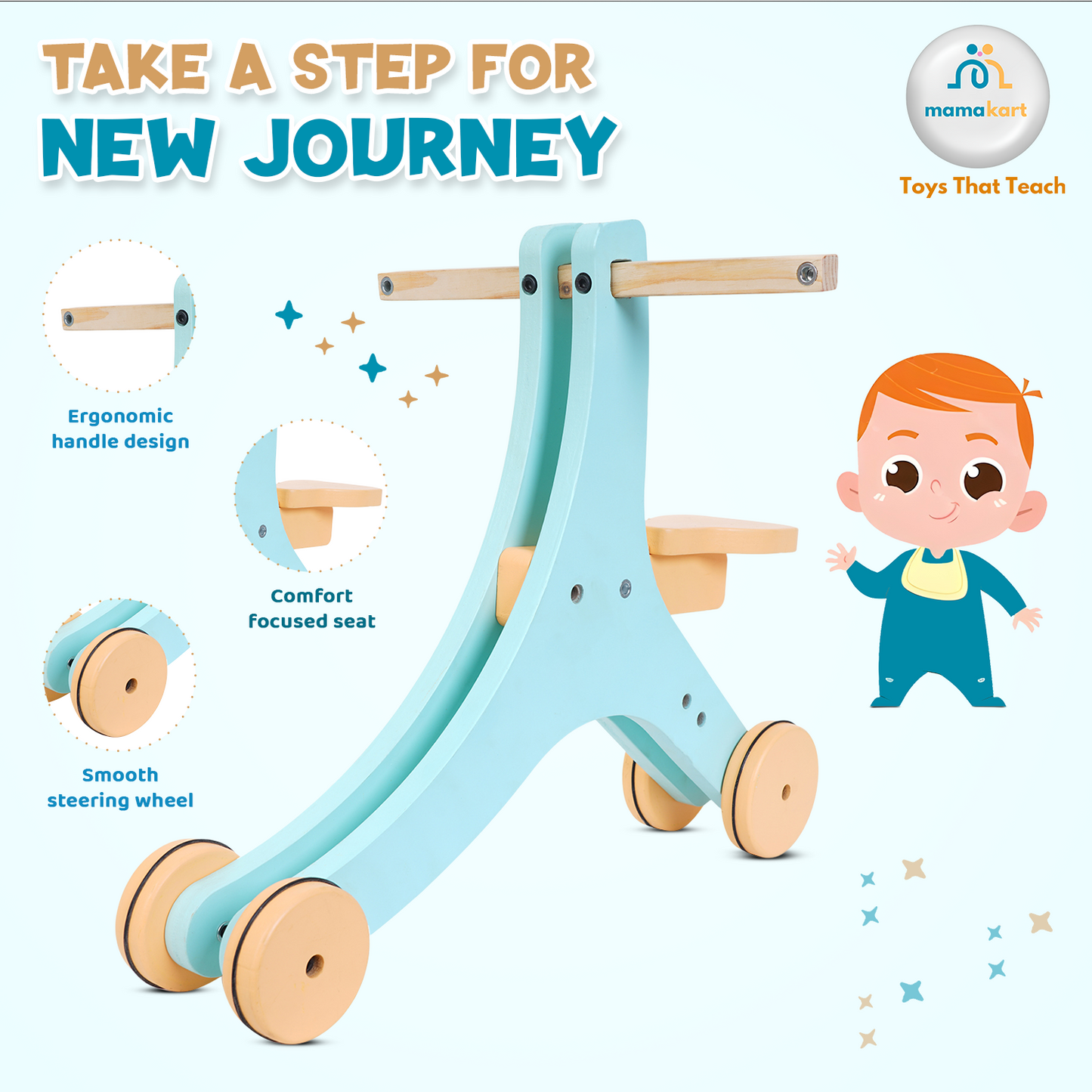 2-in-1 Wooden Baby Walker & Balance Cycle for Kids
