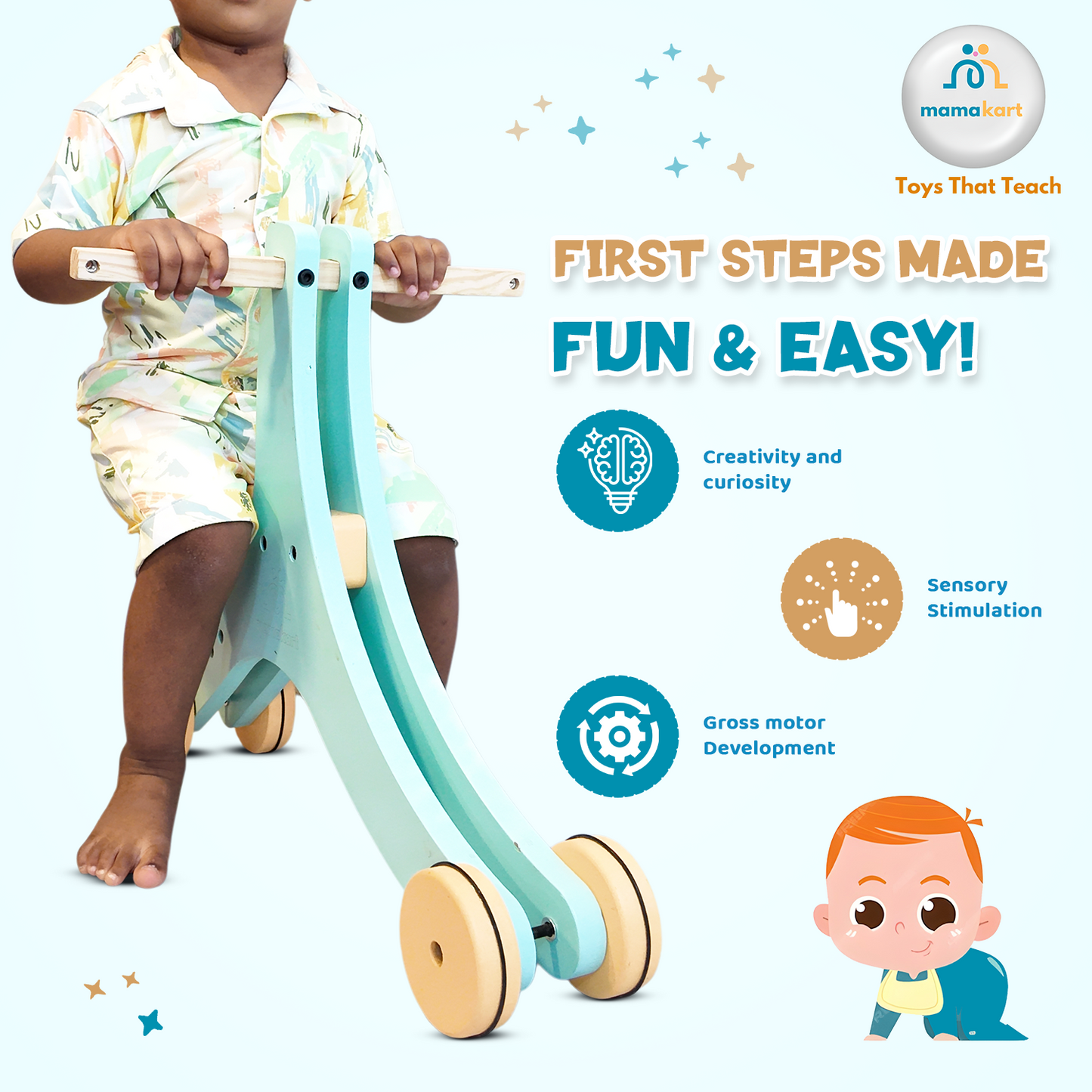 2-in-1 Wooden Baby Walker & Balance Cycle for Kids