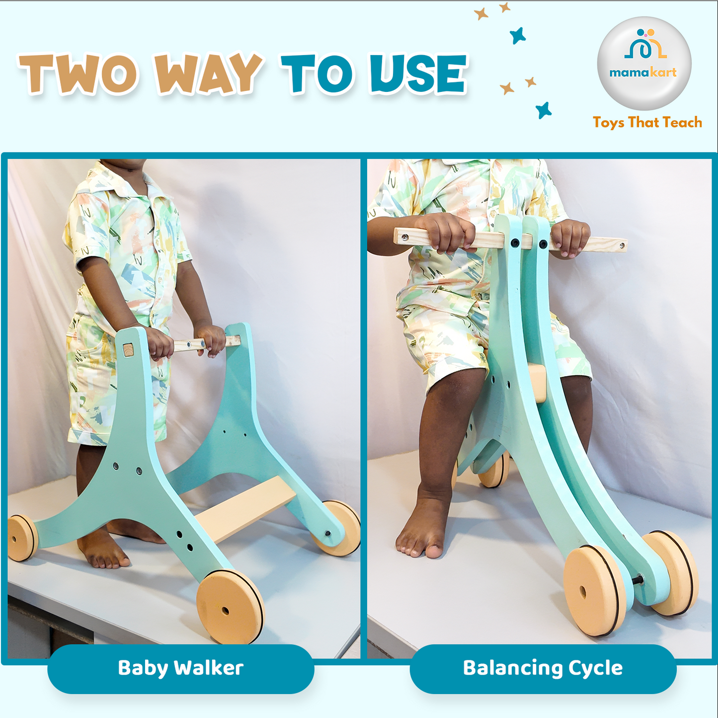 2-in-1 Wooden Baby Walker & Balance Cycle for Kids