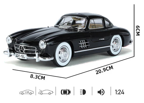 Mercediz-Benzz 300 SL Metal Toy Car – 1:32 Die-Cast Pull-Back Model with Lights, Sound & Openable Doors