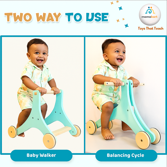 2-in-1 Wooden Baby Walker & Balance Cycle for Kids